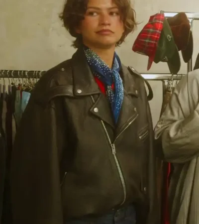 Zendaya 2026 Black Biker Leather Jacket