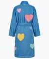blue Hot Hearts Multicolor Chenille Bathrobe back