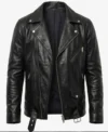 buy Asymmetrical Jacket Mens Real Leather with Sheepskin