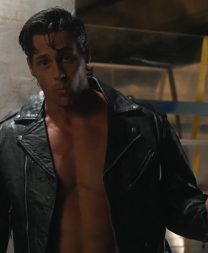 2026 AEW Dynamite Rebel Heart Steven Borden Biker Black Leather Jacket Closeup