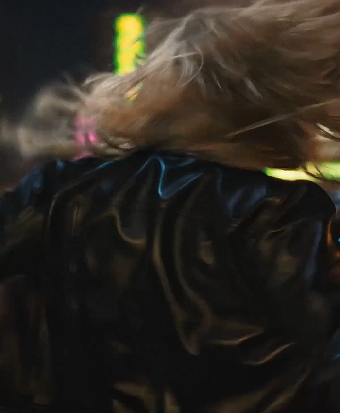 2026 Bass Persuades Song Miley Cyrus Black Leather Jacket Back