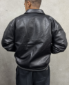 2026 Batman Embossed Logo Black Leather Bomber Jacket for Men and Women Back