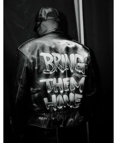 2026 London Concert Davido Bring Back Home Black Leather Jacket Back