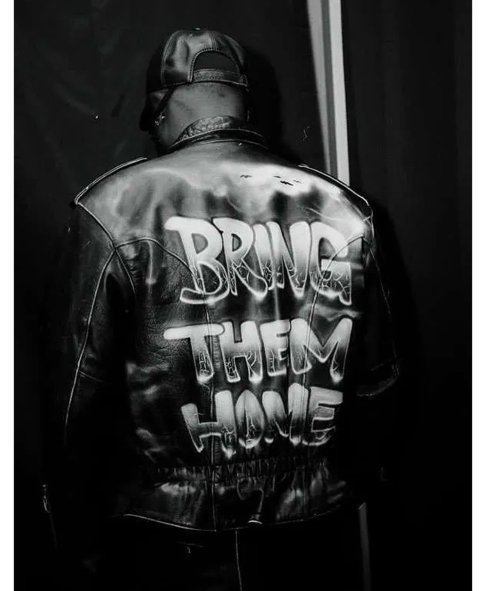 2026 London Concert Davido Bring Back Home Black Leather Jacket Back