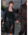 2026 London Street Style Taylor Swift Black Leather Coat Right