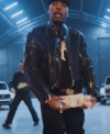 2026 Mr. Lean Song Lil Baby Black Leather Motorcycle Jacket Front