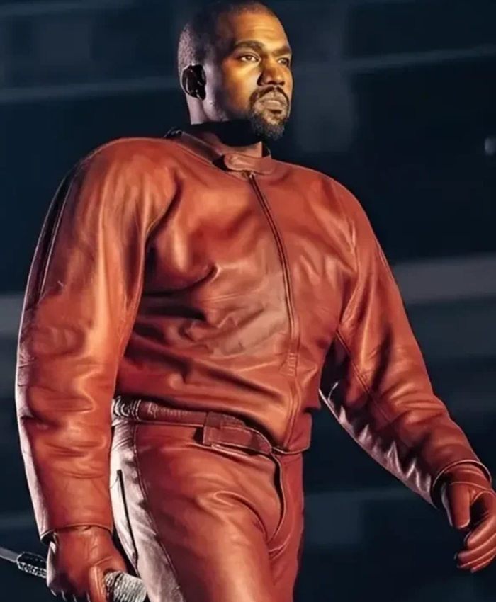 2026 Ye’s Second Homecoming Concert Kanye West Red Leather Jacket Right