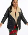 Abbie Hern Ted Lasso S04 Black Shearling Leather Jacket