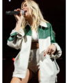 Alana Springsteen Pine Knob Music Theatre White and Green Leather Jacket Front