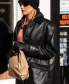 American Model Bella Hadid Black Leather Jacket On Sale