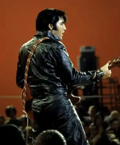 American Singer Elvis Presley Black Leather Jacket Back