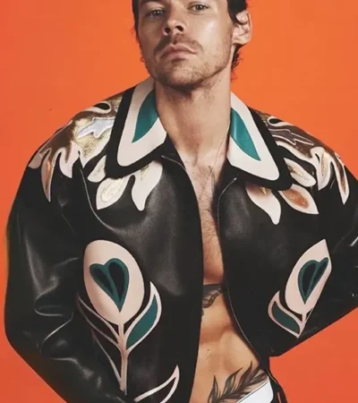 Appliqué Patches Harry Style Miu Miu Leather Jacket