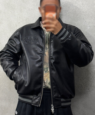 Batman Black Leather Bomber Jacket