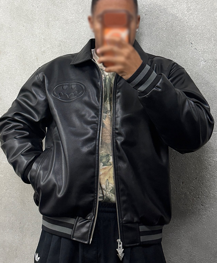 Batman Black Leather Bomber Jacket