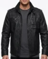 Bonanza Leather Jacket with Stand Collar