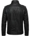 Bonanza Leather Jacket with Stand Collar back view