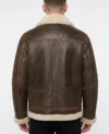 Brown Jacket with White Fur Sheepskin Leather back