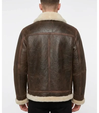Brown Jacket with White Fur Sheepskin Leather back