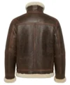 Brown Jacket with White Fur Sheepskin Leather back view