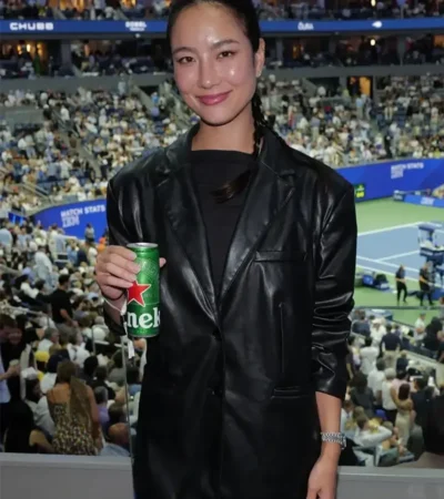 Buy Adeline Rudolph US Open Tennis Championships 2026 Black Leather Blazer On Sale
