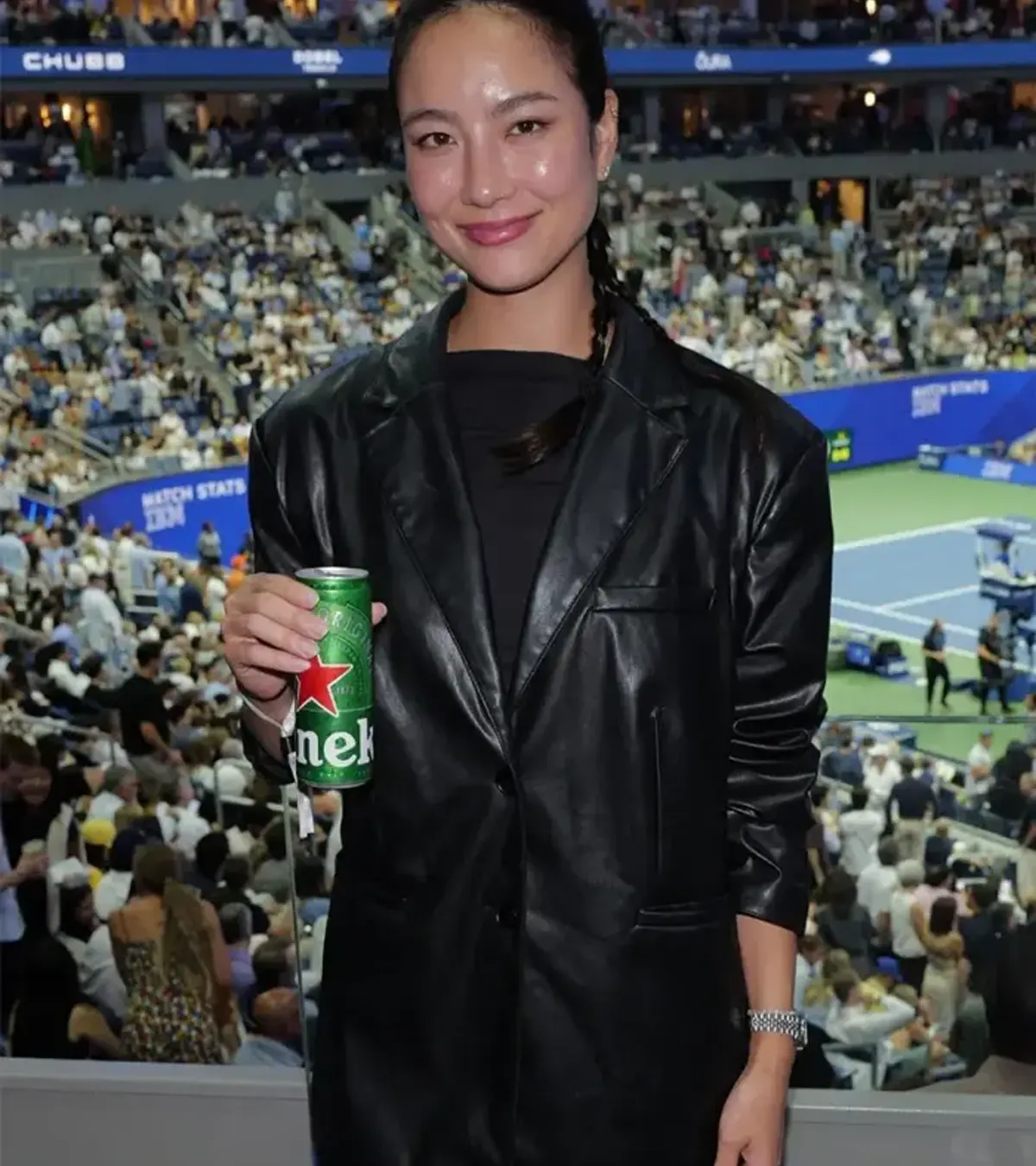 Buy Adeline Rudolph US Open Tennis Championships 2026 Black Leather Blazer On Sale