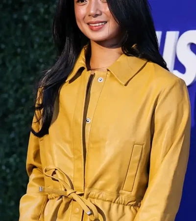 Buy Alex Eala US Open Event 2026 Mustard Leather Jacket On Sale