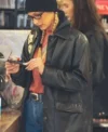 Buy American Model Bella Hadid Black Leather Jacket On Sale