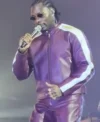 Buy Asake God We Trust Tour 2026 Purple Leather Motorcycle Jacket On Sale