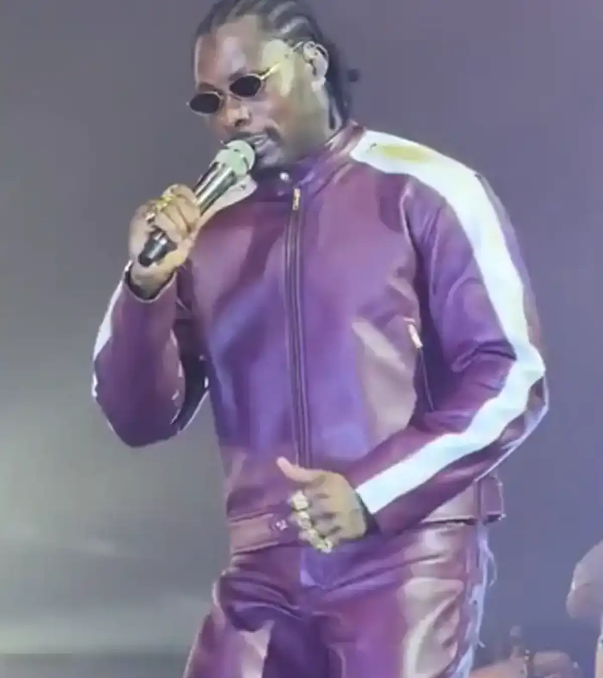 Buy Asake God We Trust Tour 2026 Purple Leather Motorcycle Jacket On Sale