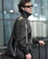 Buy Belmont Cameli Arriving Paris Fashion Week 2026 Black Bomber Leather Jacket On Sale