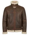 Buy Brown Jacket with White Fur Sheepskin Leather