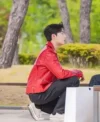 Buy Cho Jun-young Tv Series Spirit Fingers Nam Gi-jeong Red Biker Leather Jacket On Sale