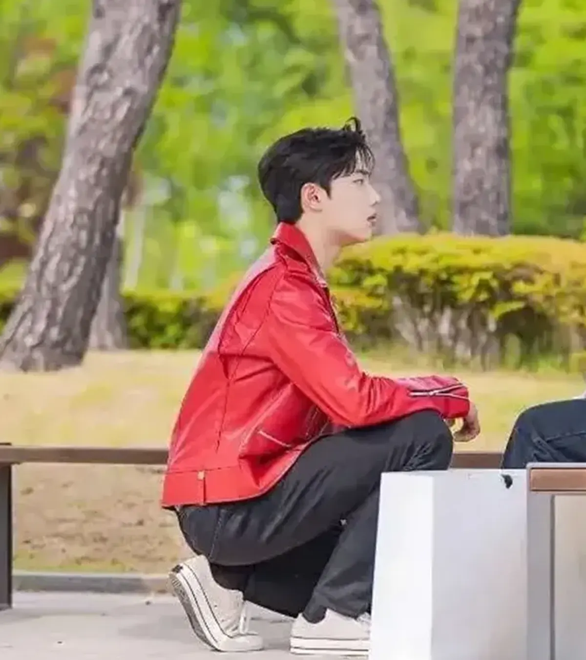 Buy Cho Jun-young Tv Series Spirit Fingers Nam Gi-jeong Red Biker Leather Jacket On Sale