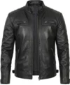 Buy Classic Black Quilted Leather Jacket for Mens