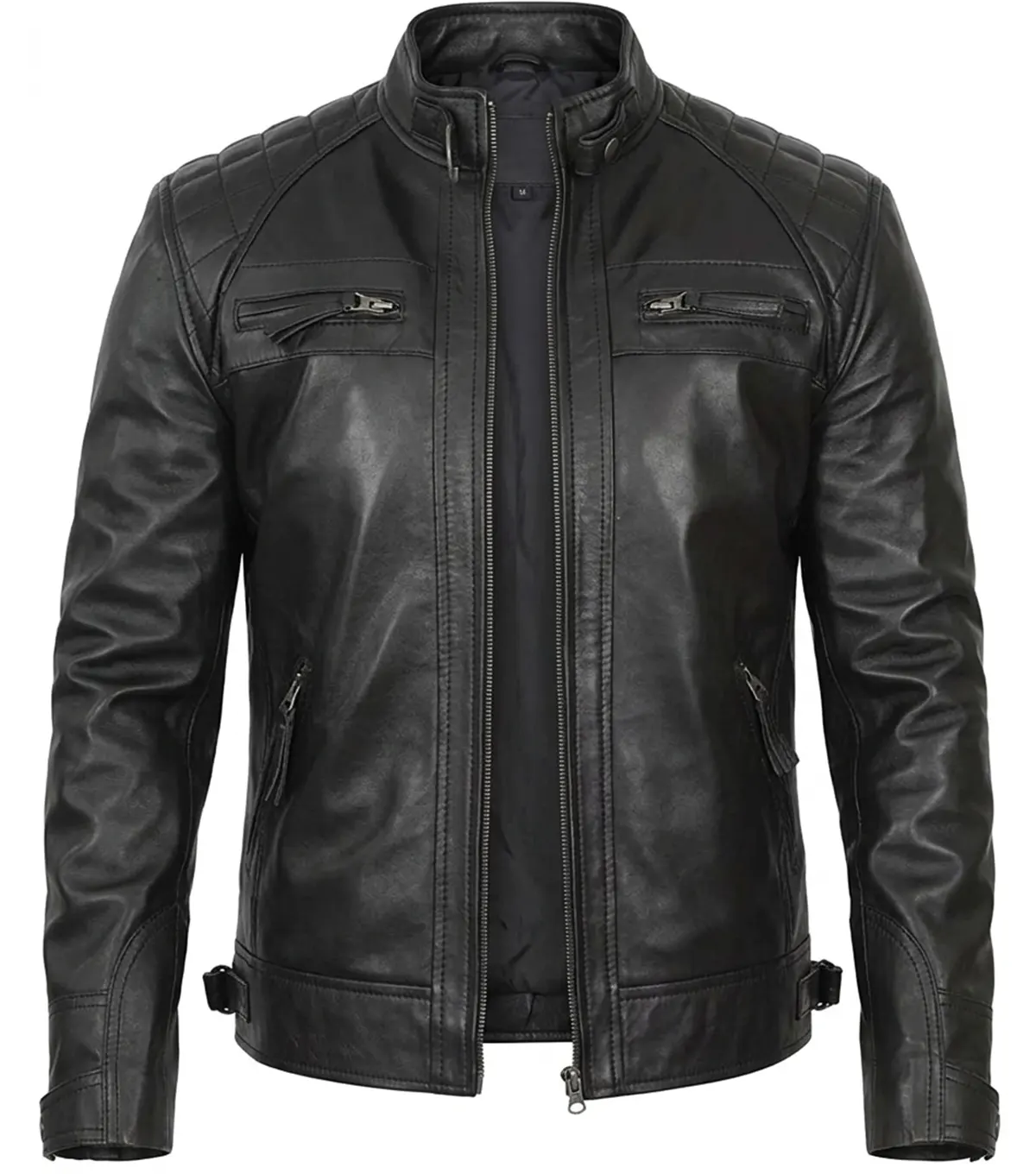 Buy Classic Black Quilted Leather Jacket for Mens