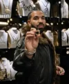 Buy Drake Show Off Jewelry Room Brown Fur Black Leather Shearling Aviator Bomber Jacket