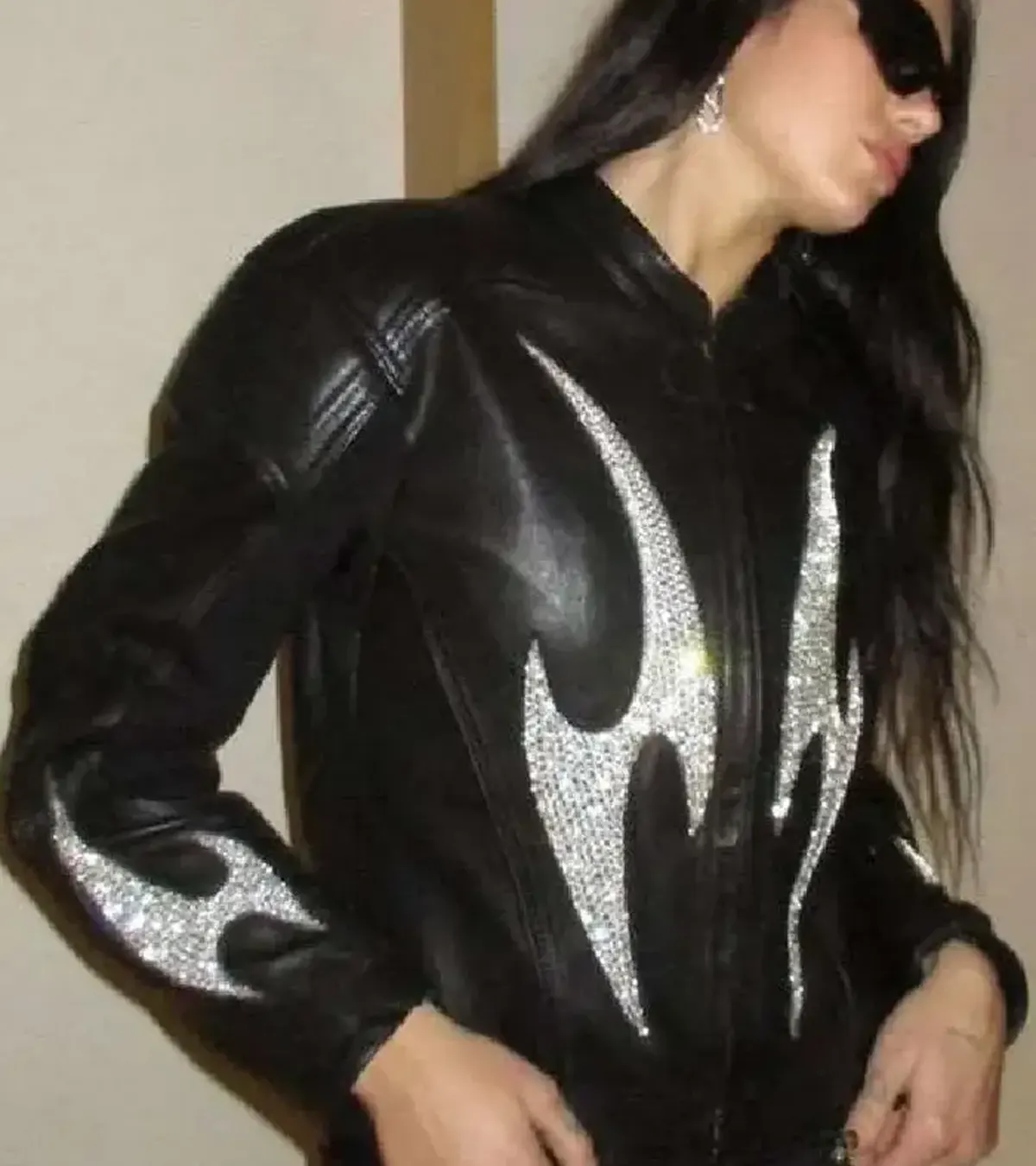 Buy Dua Lipa Nostalgia Tour Tokyo Disneyland Black Leather Jacket On Sale