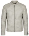 Buy Fiamma Vintage White Leather Biker Jacket