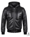 Buy Full Black Leather Zip Up Hoodie
