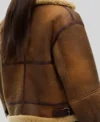 Buy Gigi Hadid Tommy Hilfiger Shearling Leather Dark Brown Aviator Jacket