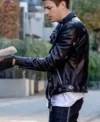 Buy Grant Gustin The Flash Biker Black Leather Jacket On Sale