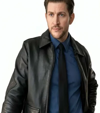 Buy Greyston Holt TV Series Neagley 2026 Detective Hudson Riley Black Leather Jacket On Sale