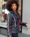 Buy H.E.R. New York City 2026 Black Leather Moto Jacket On Sale