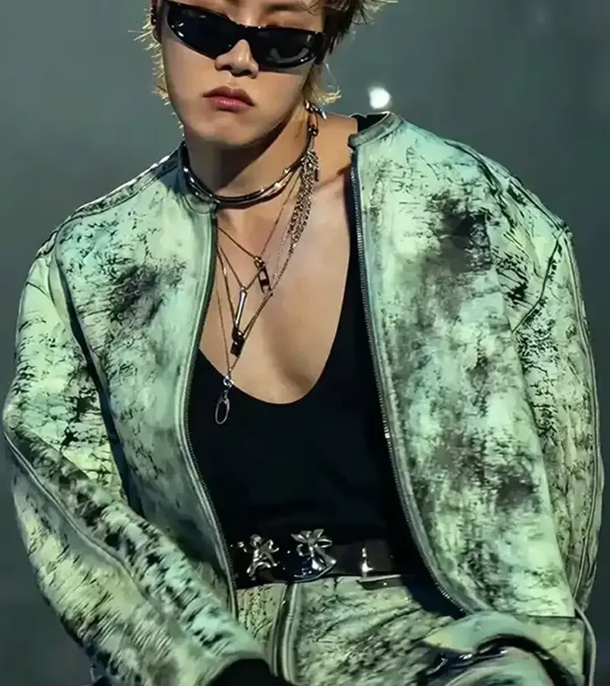 Buy J-Hope BTS World Tour ARIRANG Chicago Textured Leather Jacket On Sale