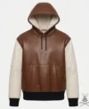 Buy Jared Brown and White Leather Hoodie