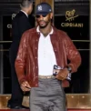Buy Jarred Vanderbil New York Fashion Week 2026 Burgundy Leather Jacket
