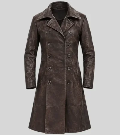 Buy Jason Momoa Frontier Black Trench Leather Coat On Sale