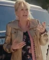 Buy Jean Smart Hacks TV Series Deborah Vance Golden Leather Trench Coat On Sale