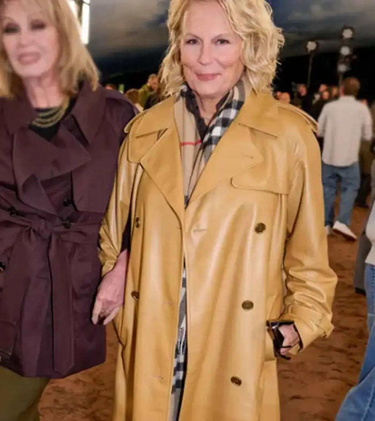 Buy Jennifer Saunders London Fashion Week 2026 Brown Leather Trench Coat For Women