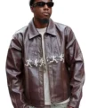 Buy Joey Bada$$ New York Fashion Week 2026 McDonald’s Brown Leather Jacket On Sale